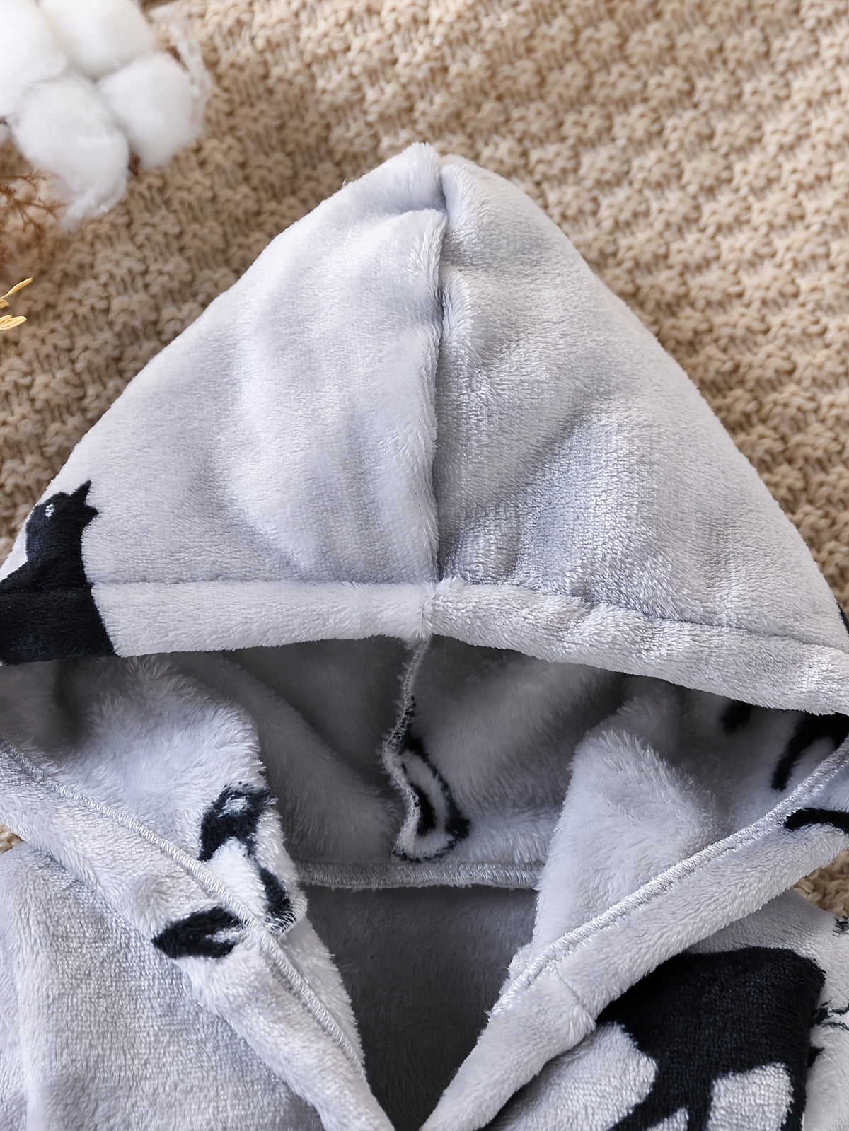 Newborn grey hooded fleece bathrobe