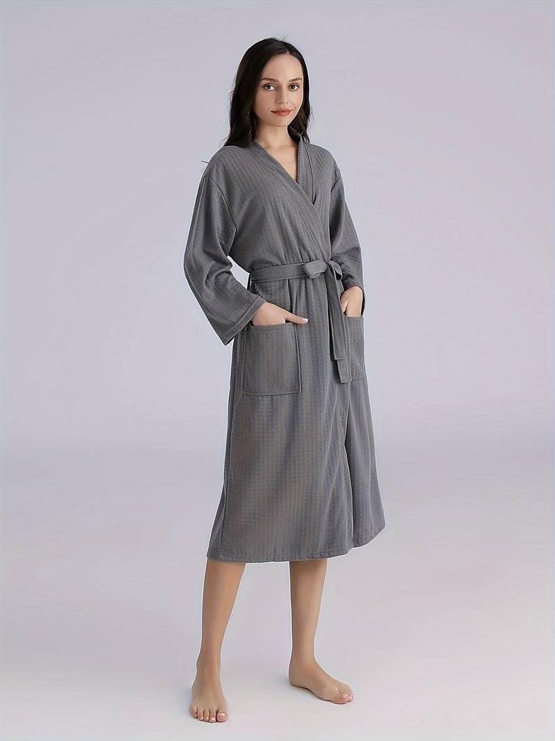 Women's soft belted bathrobe