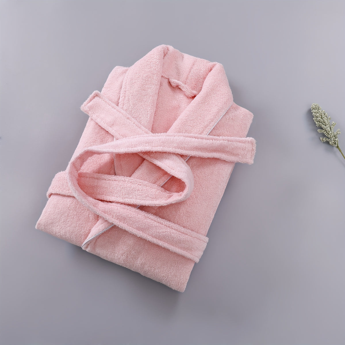 Unisex pink long towelling bathrobe