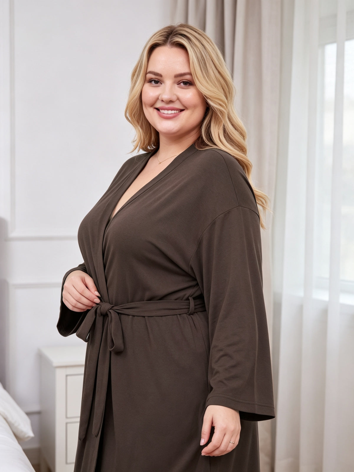 Women's plus size modal wrap dressing gown