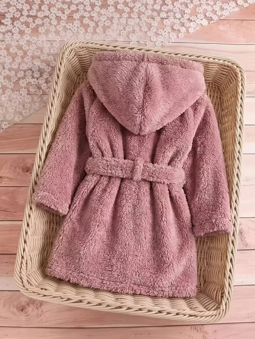 Newborn pink hooded dressing gown