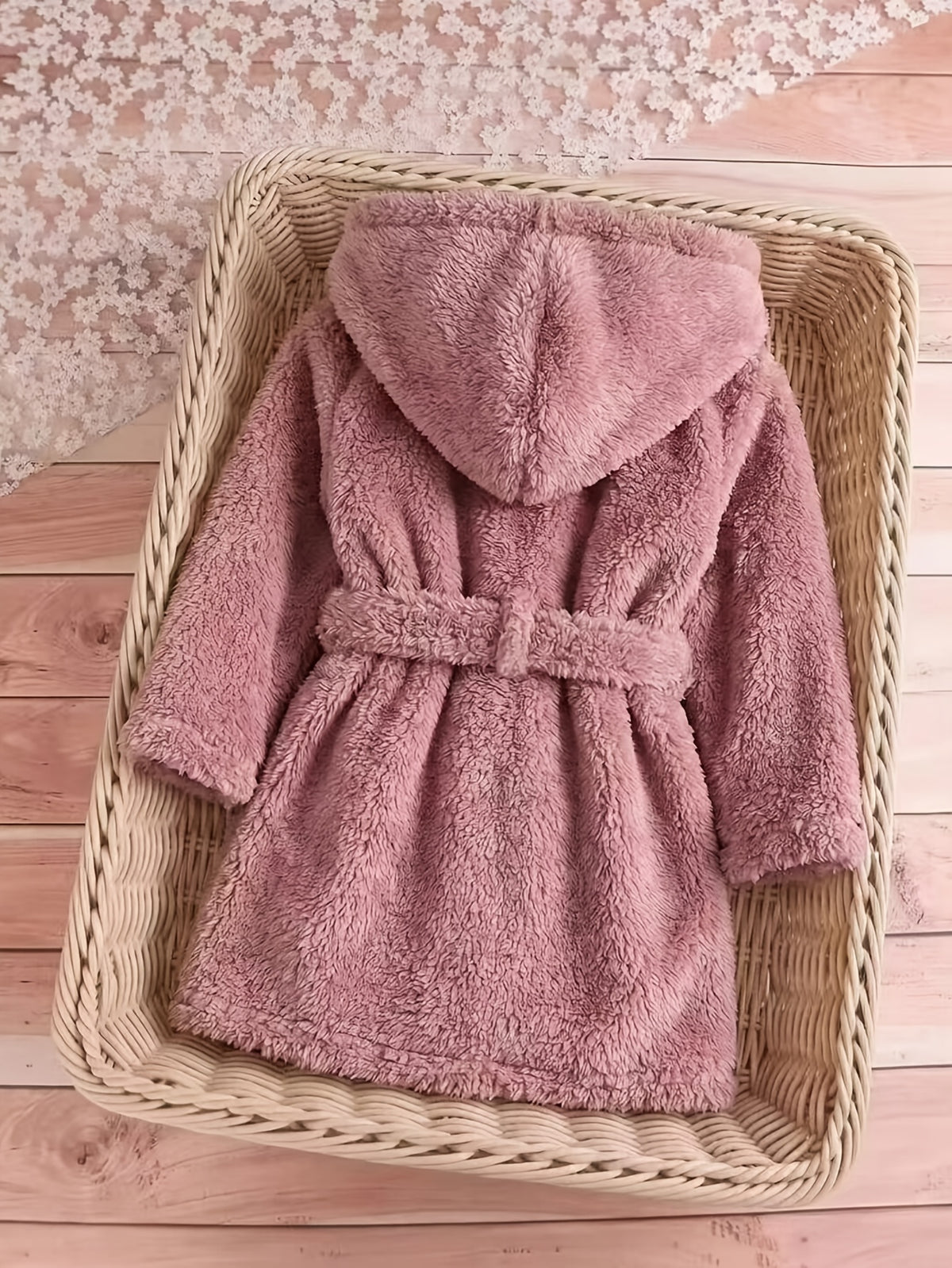 Newborn pink hooded dressing gown