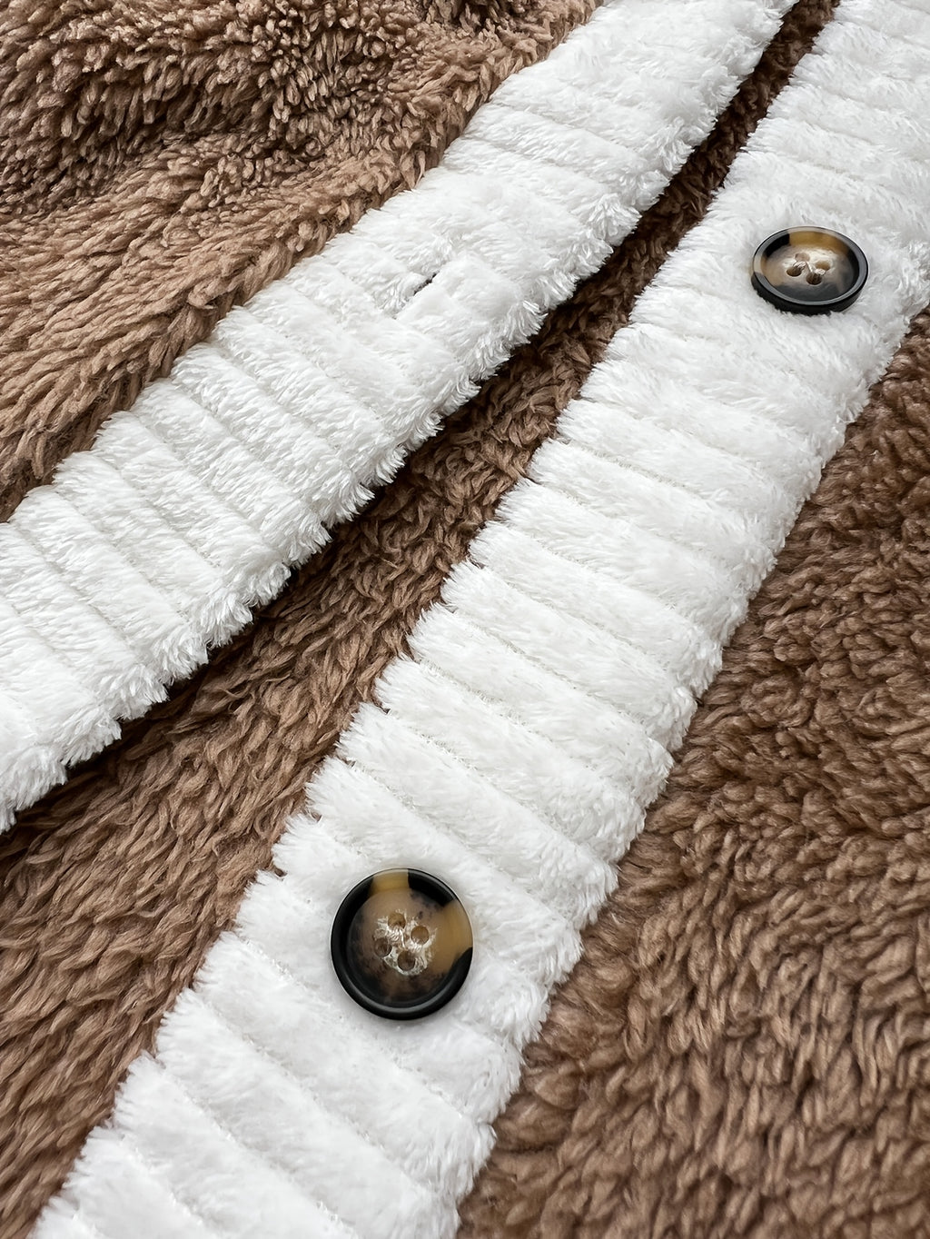 Women's plus size brown button-up fleece dressing gown