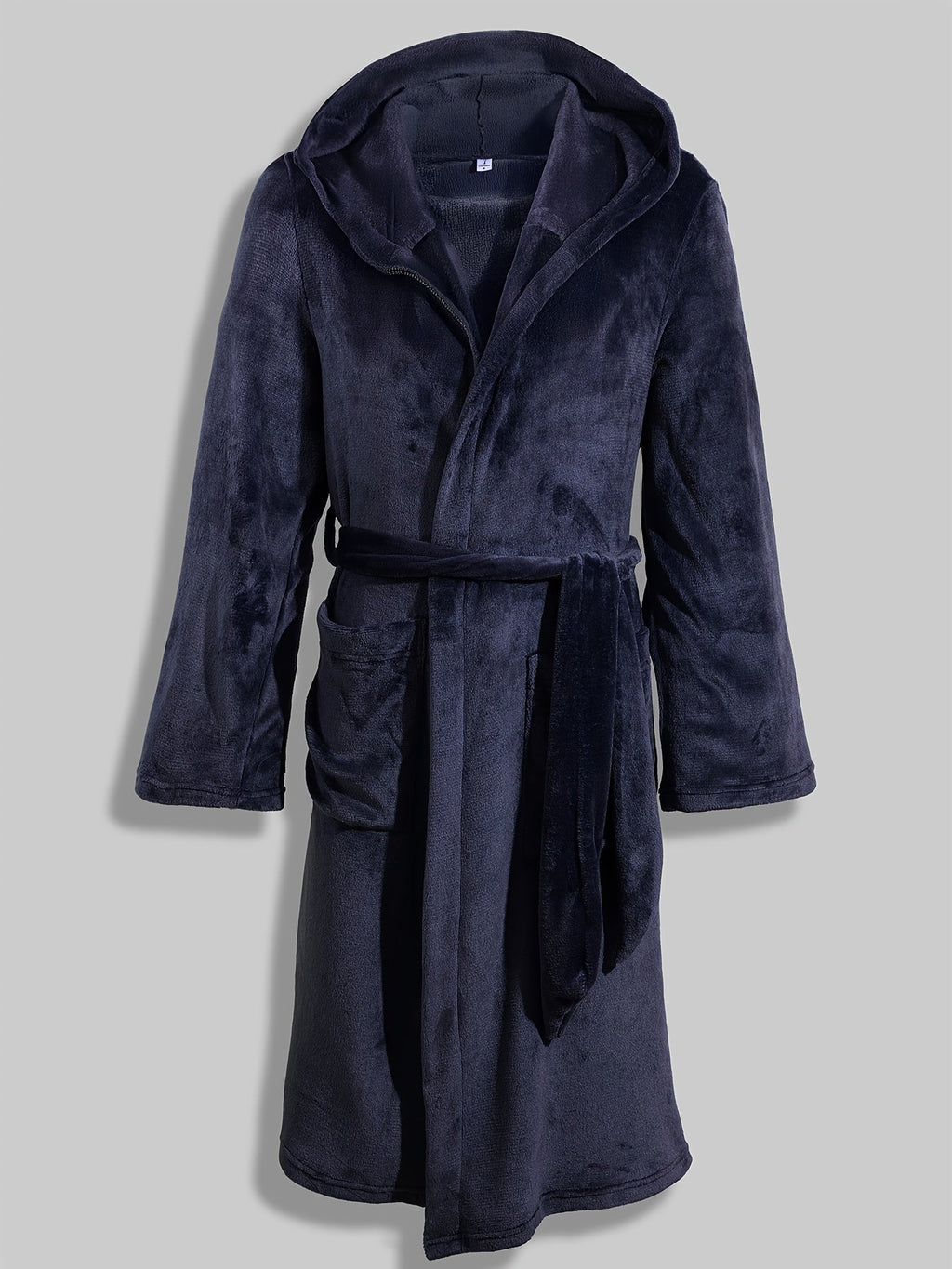 Men's thick hooded towelling bathrobe — Blue