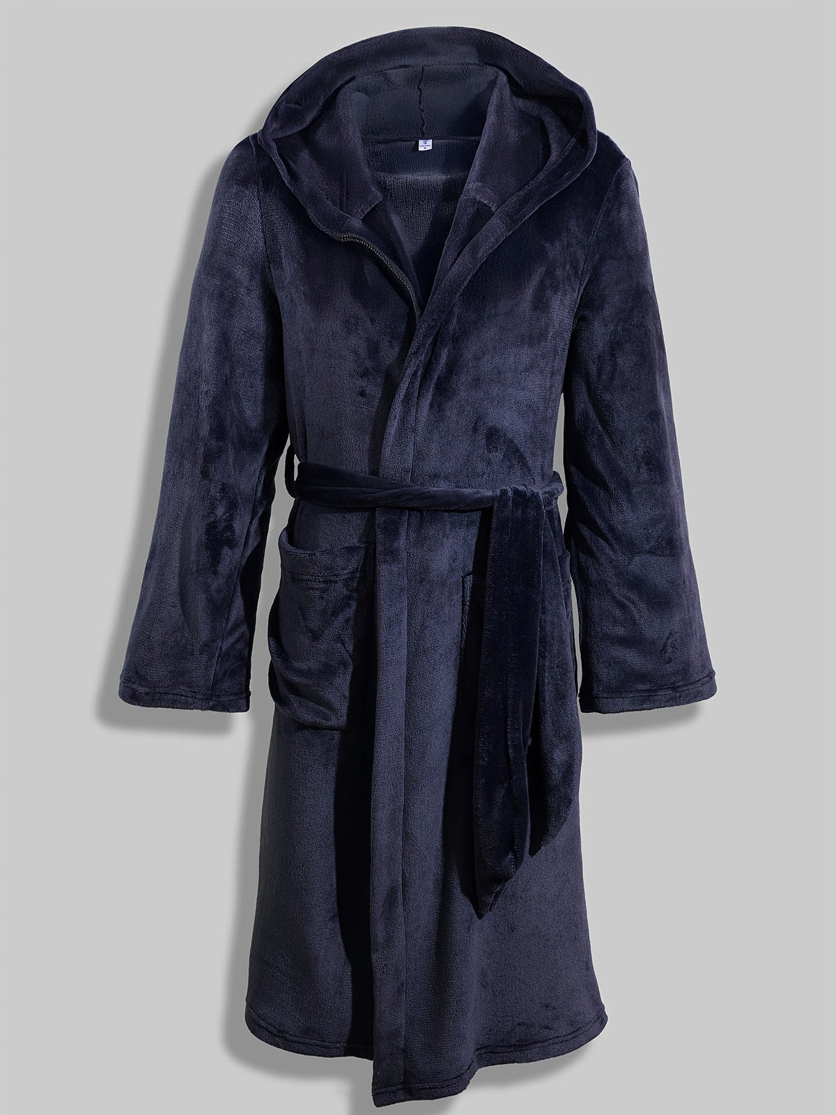 Men's thick hooded towelling bathrobe — Blue