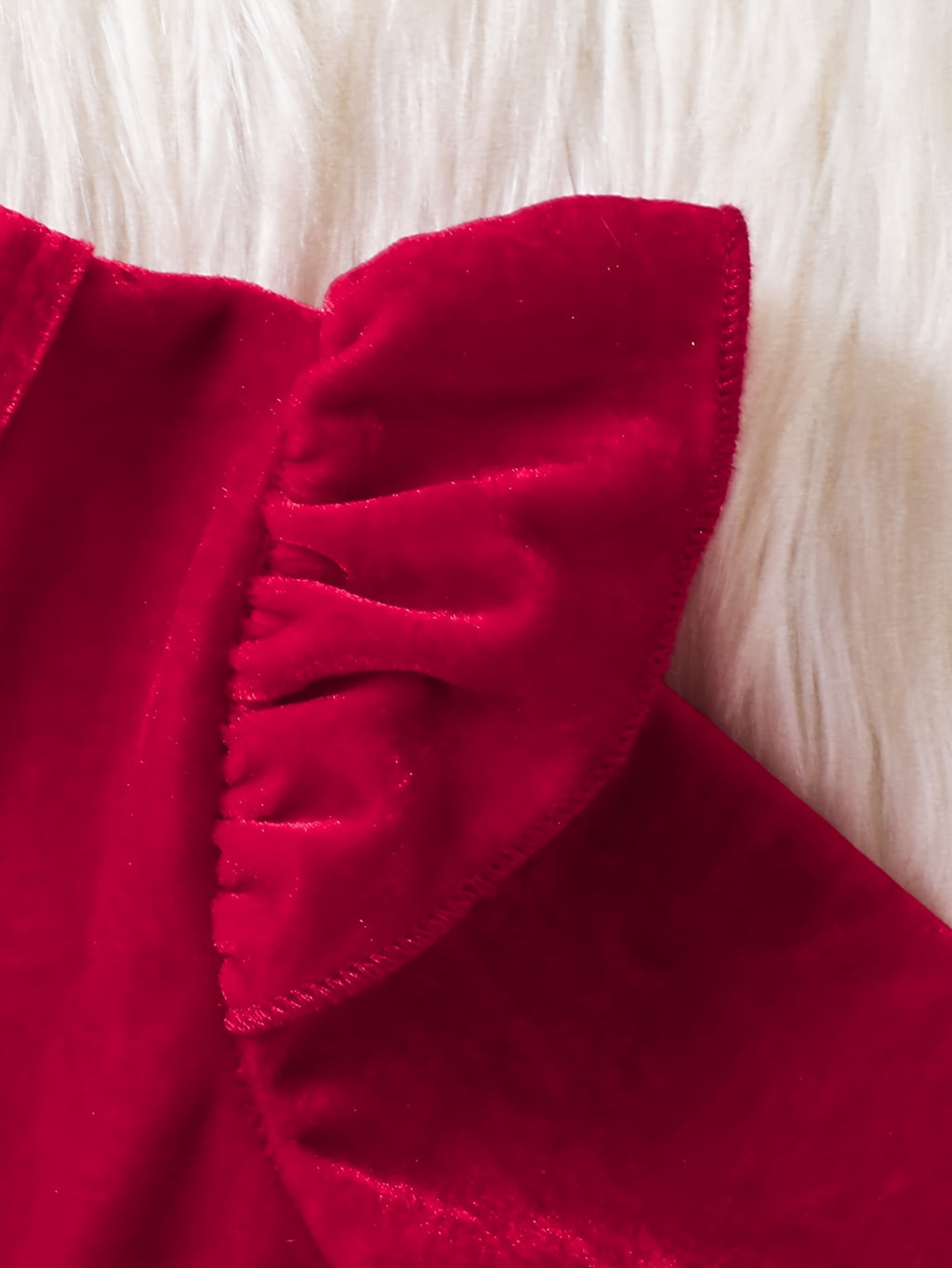 Baby red long fluffy fleece dressing gown