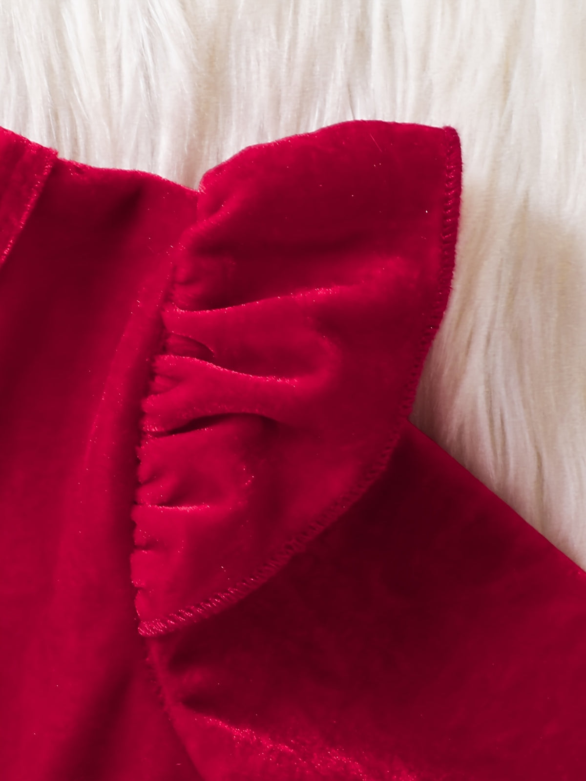 Baby red long fluffy fleece dressing gown
