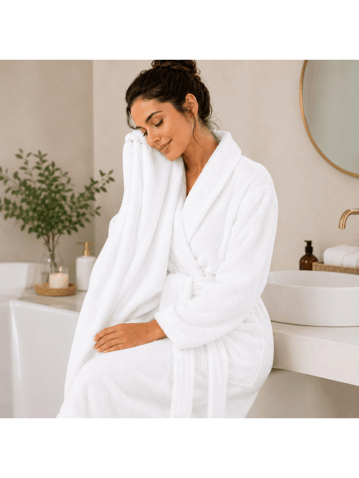 Unisex terry towelling bathrobe