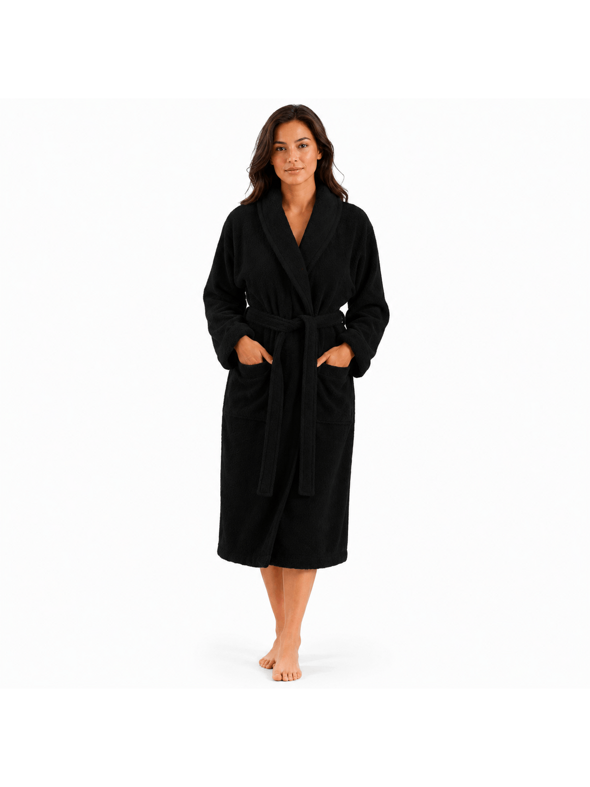 Unisex long terry towelling bathrobe