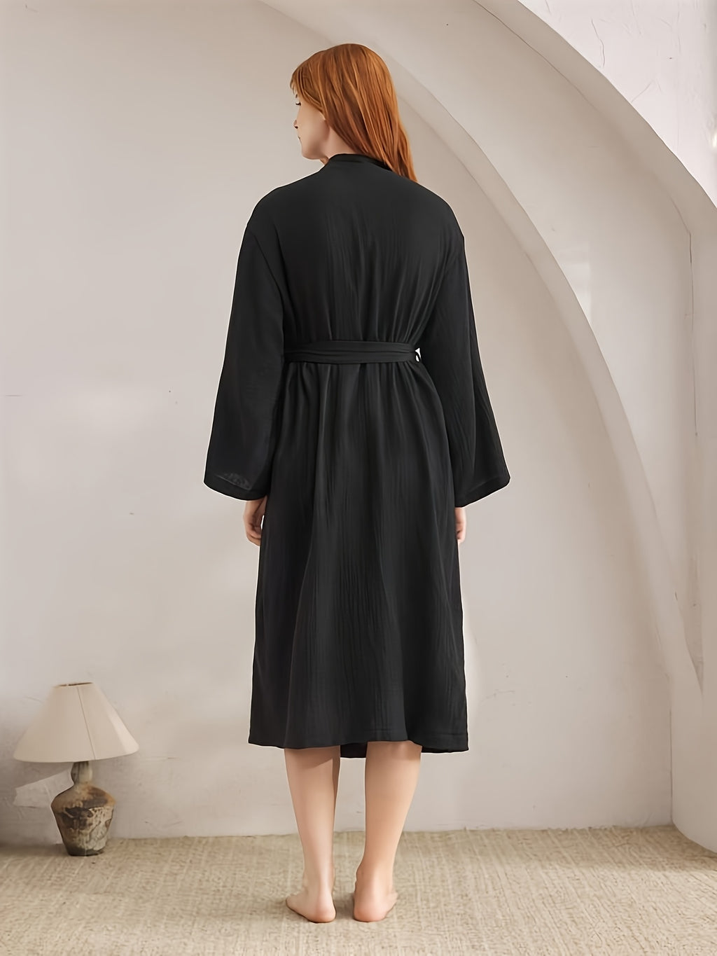 Women's black dressing gown