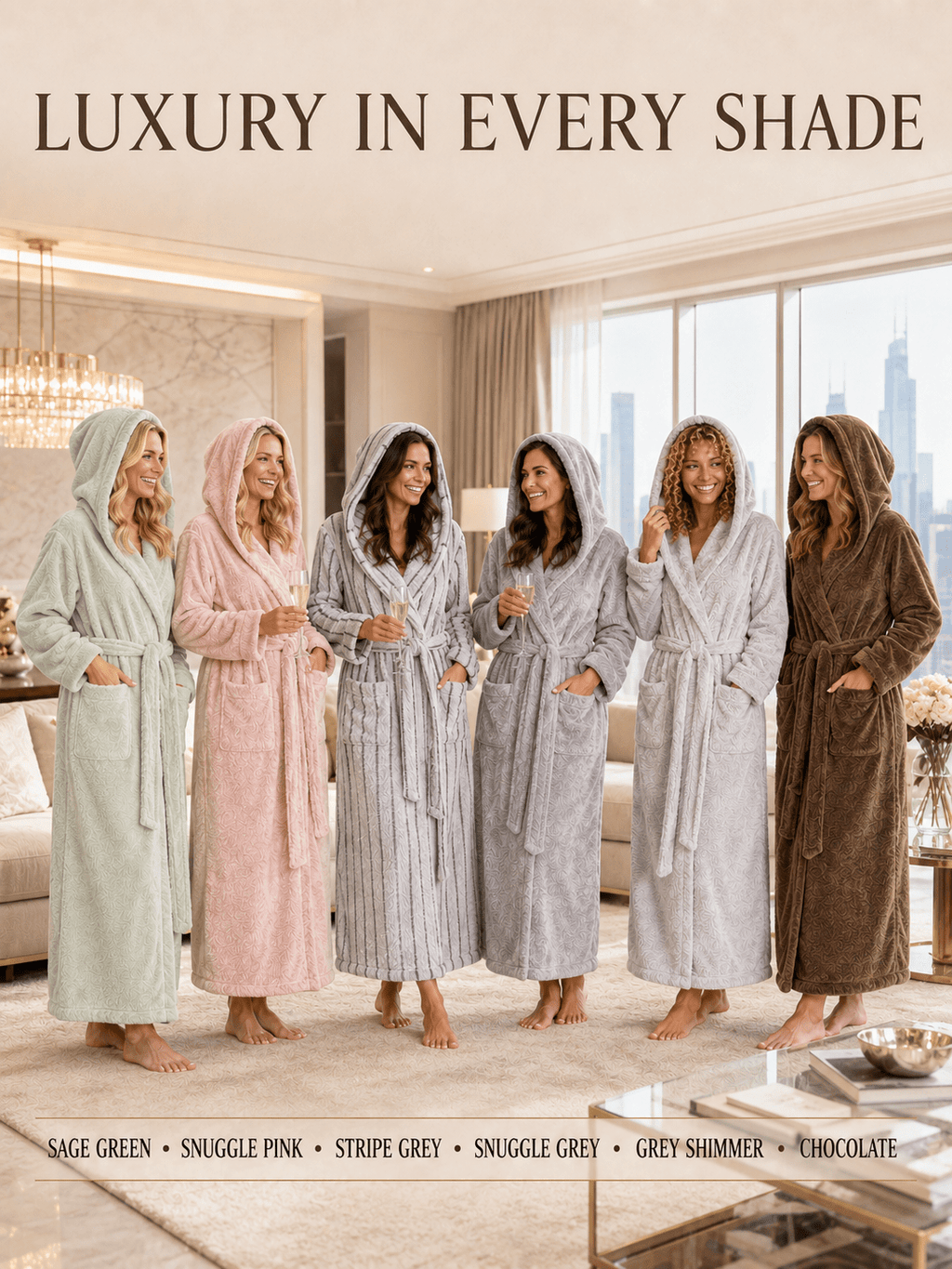 Women's long fleece bathrobe
