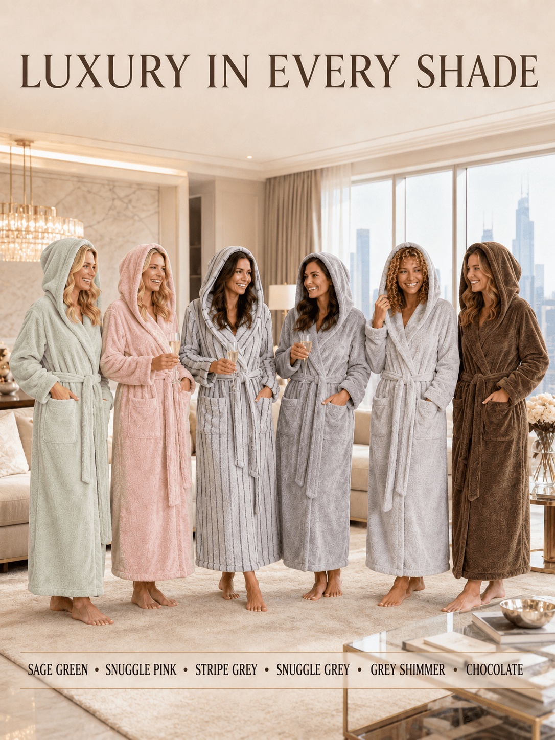 Women's long fleece bathrobe