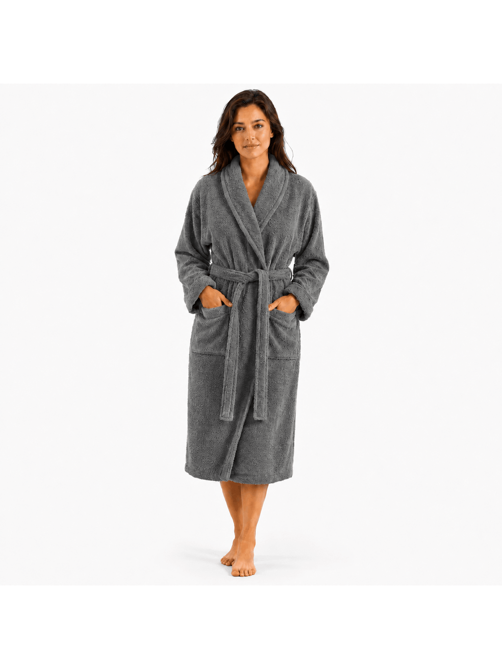 Unisex long terry towelling bathrobe