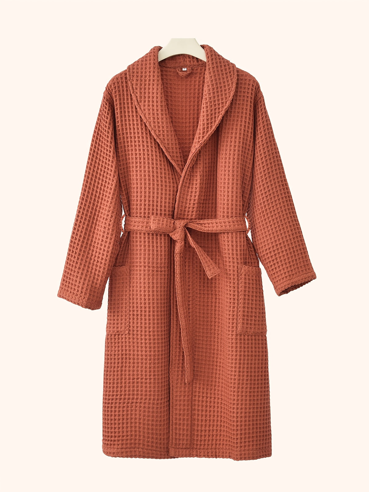 Unisex long waffle bathrobe