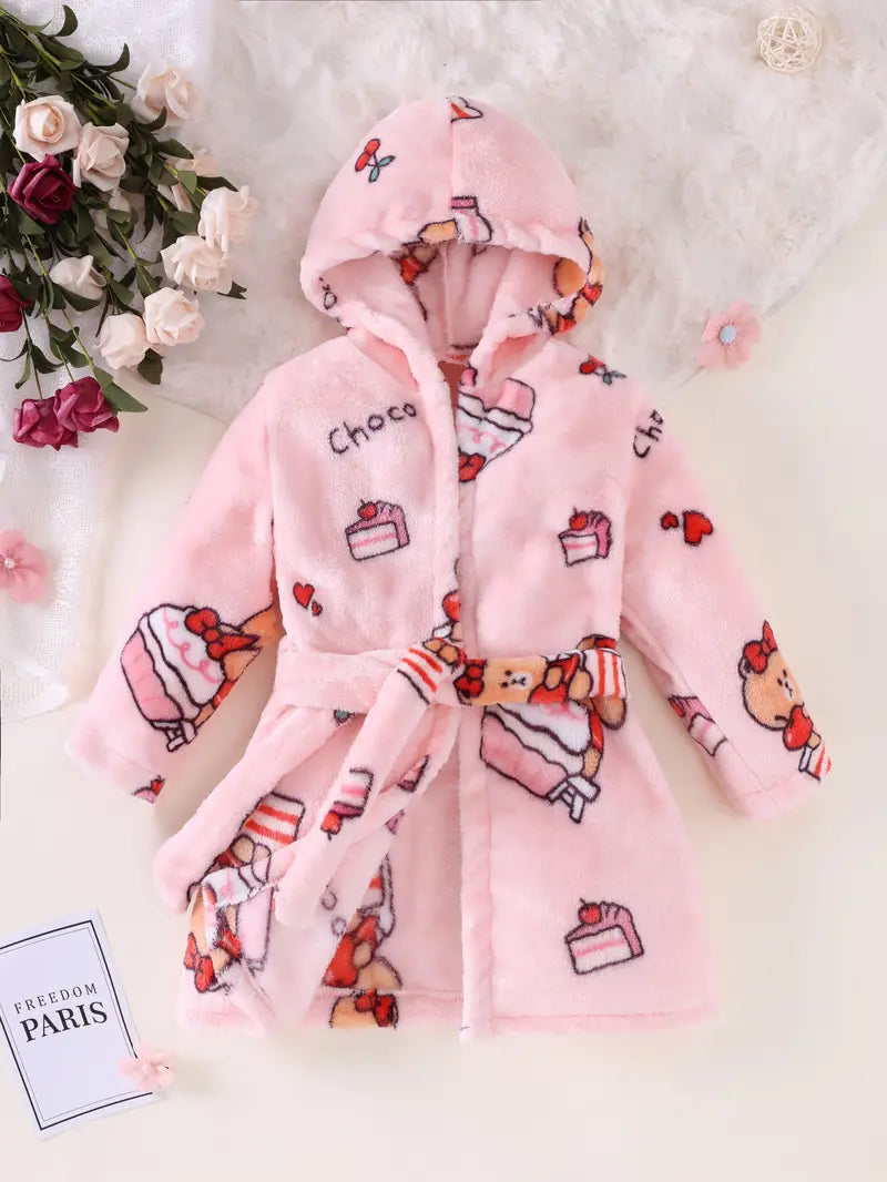 Peignoir de Bain Enfant Rose avec Motif du Gâteau — coloris rose