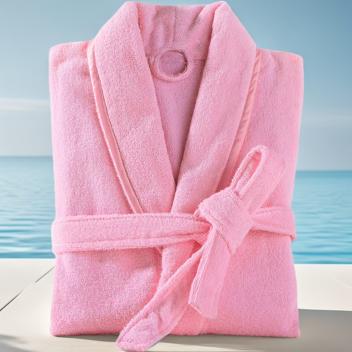 Unisex blue bathrobe