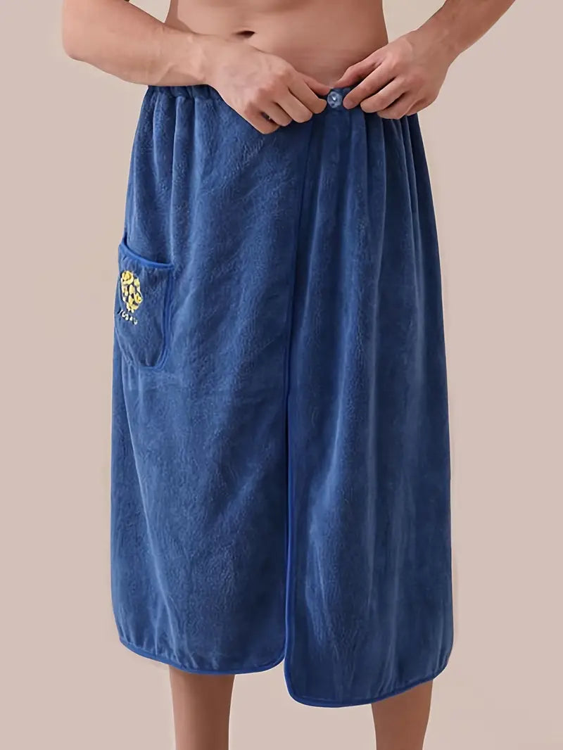 Peignoir Serviette Homme Microfibre — coloris bleu marine