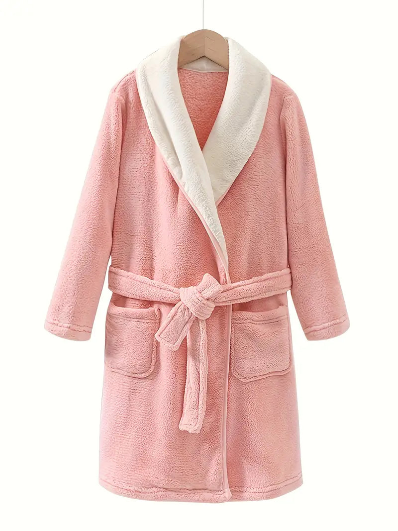 Kids' bathrobe with belt and pockets