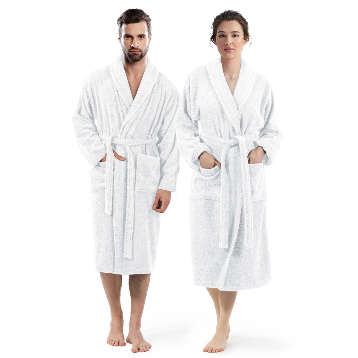 Unisex long terry towelling bathrobe