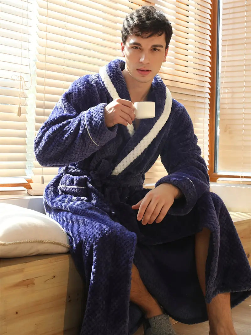 Men's thick winter towelling bathrobe