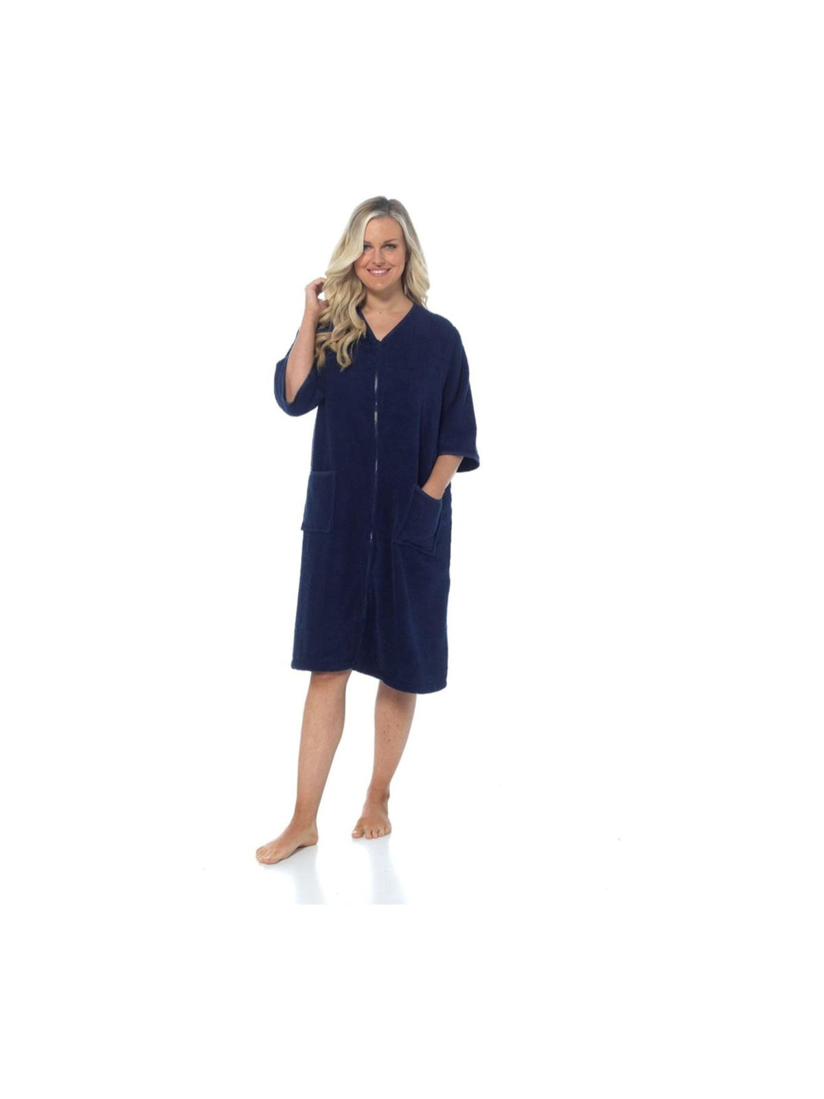 Women's zip-up towelling wrap dressing gown