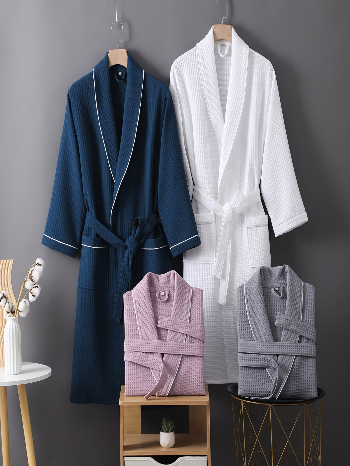 Women's waffle bathrobe