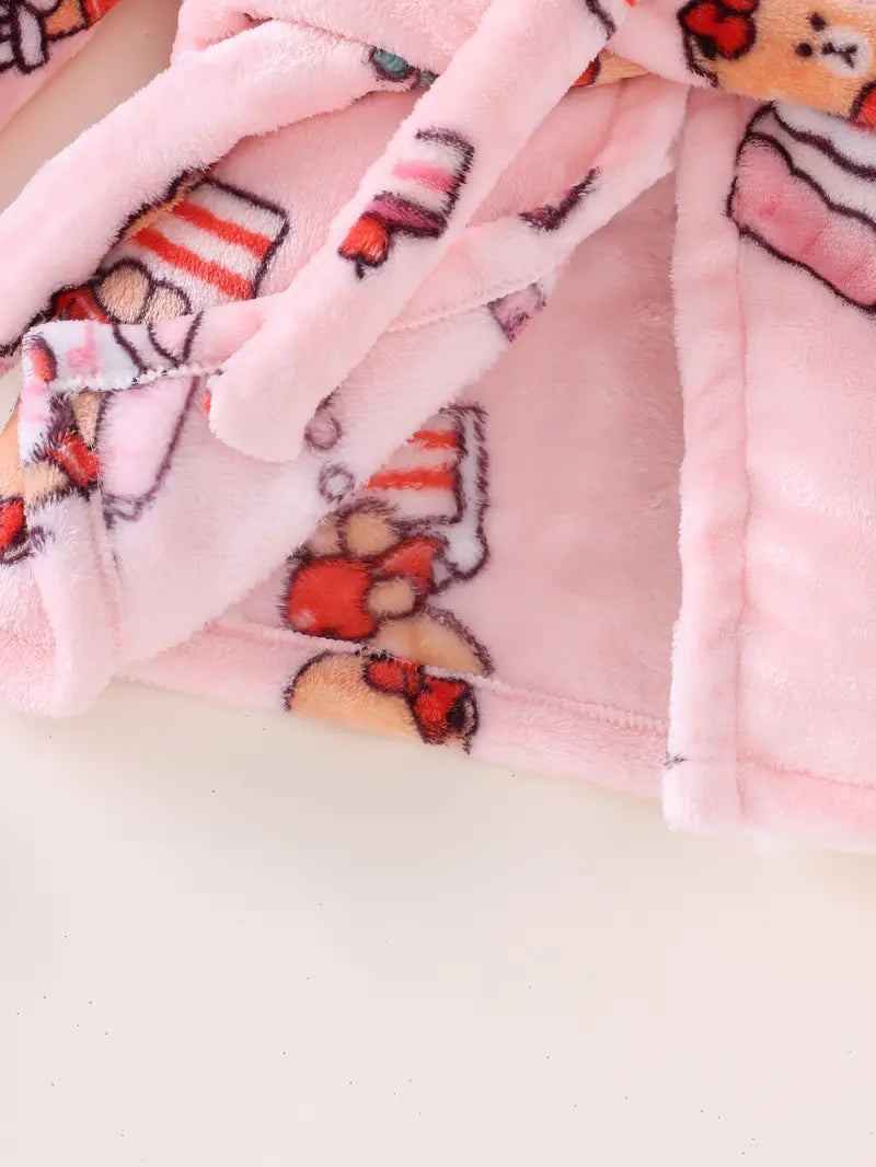 Peignoir de Bain Enfant Rose avec Motif du Gâteau — photo 4