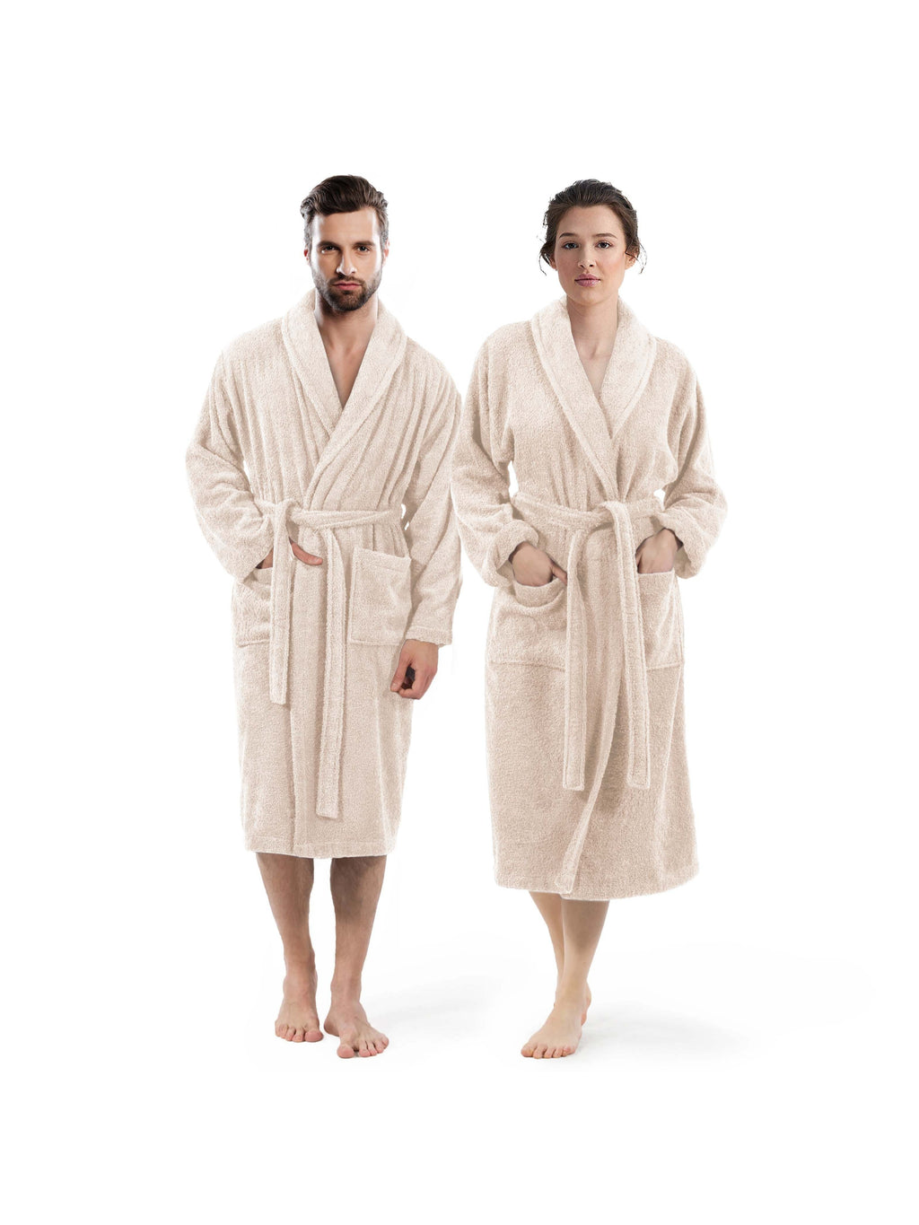 Unisex long terry towelling bathrobe