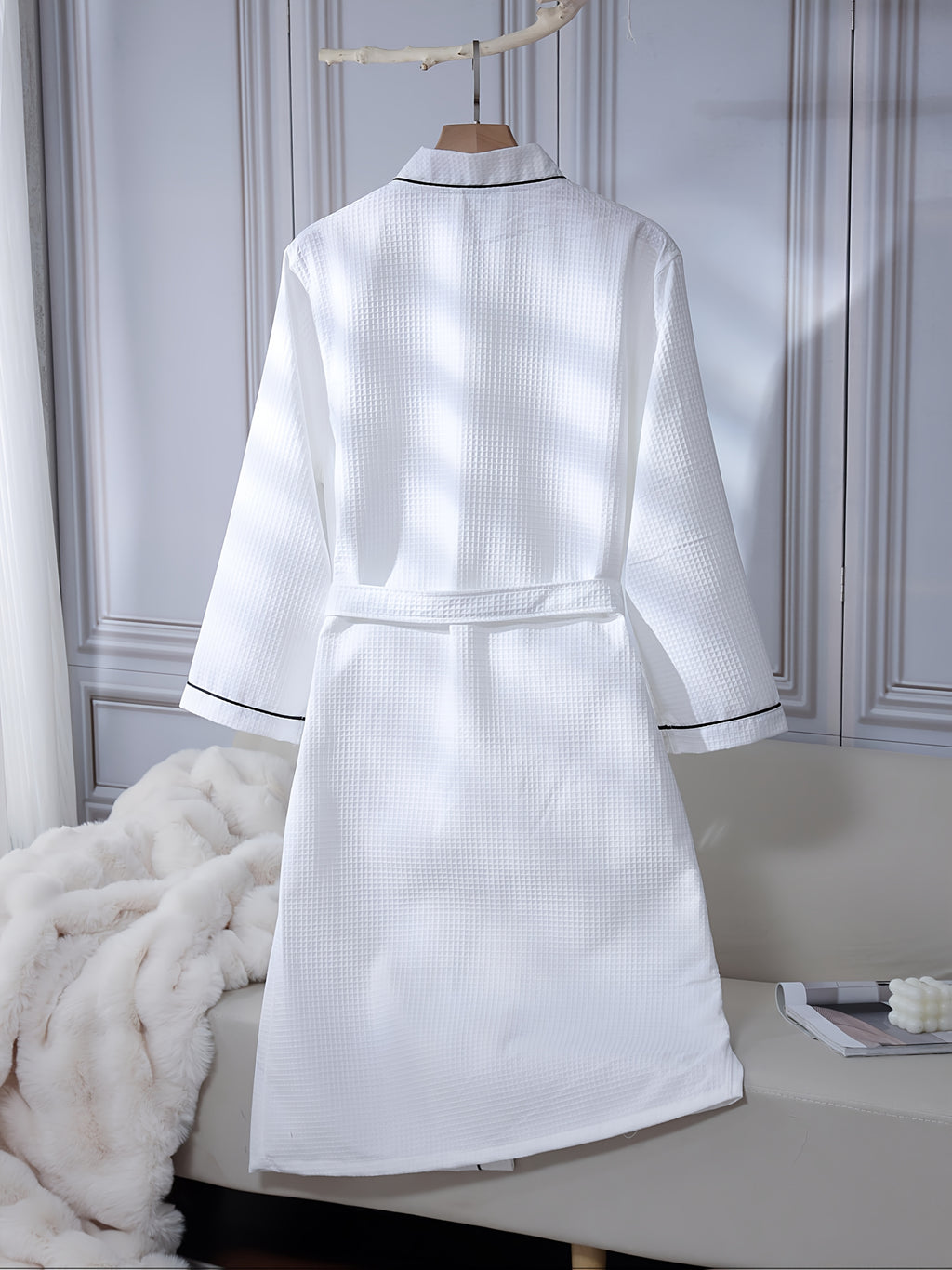 Unisex white bathrobe spa style