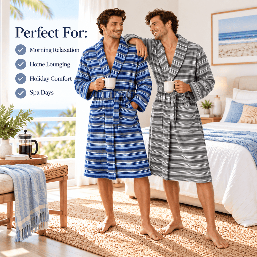 Men's striped bathrobe