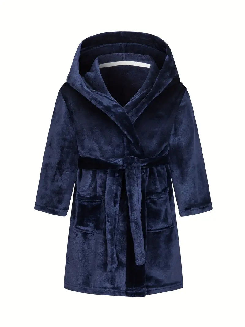 Peignoir de Bain Enfant Bleu avec Capuche — coloris bleu