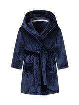 Peignoir de Bain Enfant Bleu avec Capuche — coloris bleu