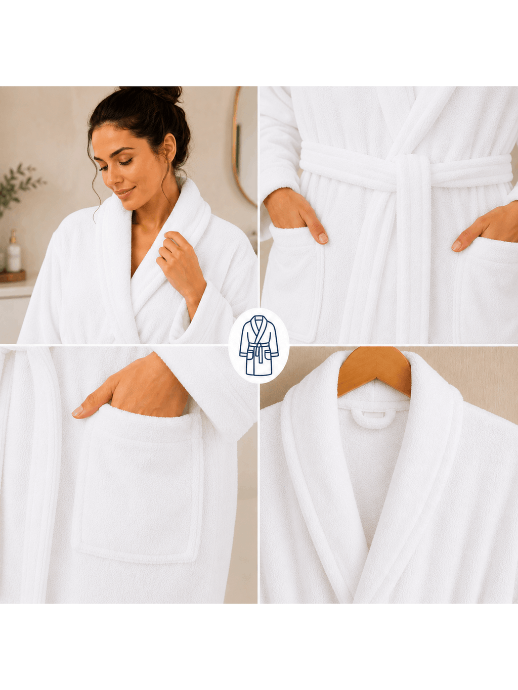 Unisex terry towelling bathrobe