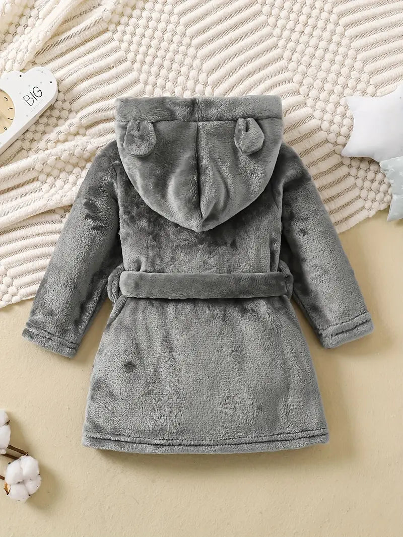 Baby fleece bathrobe with ears