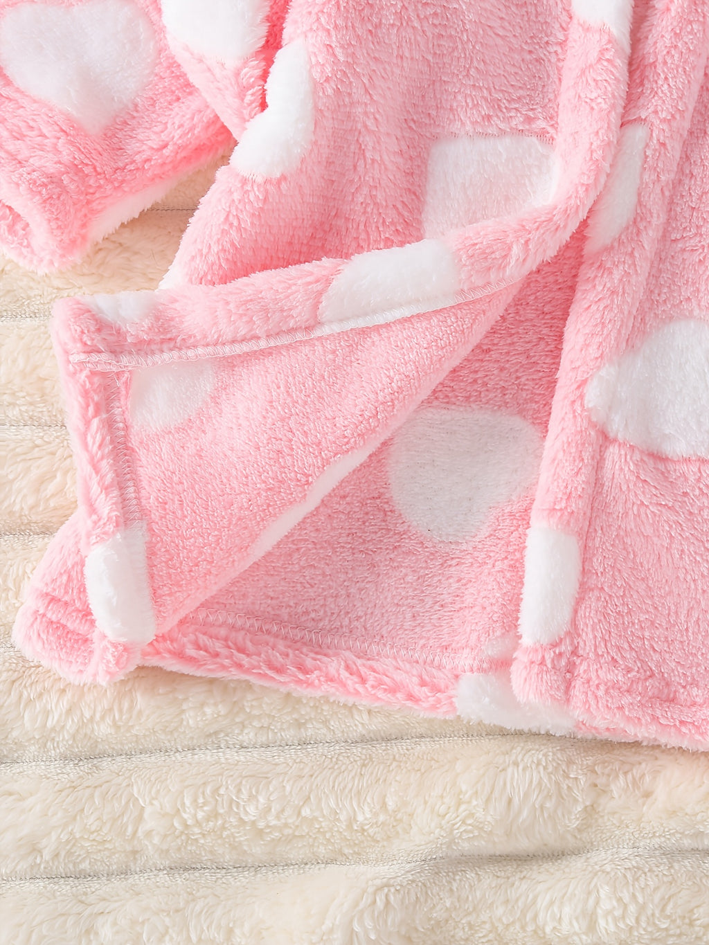 Newborn pink long hooded fluffy fleece dressing gown