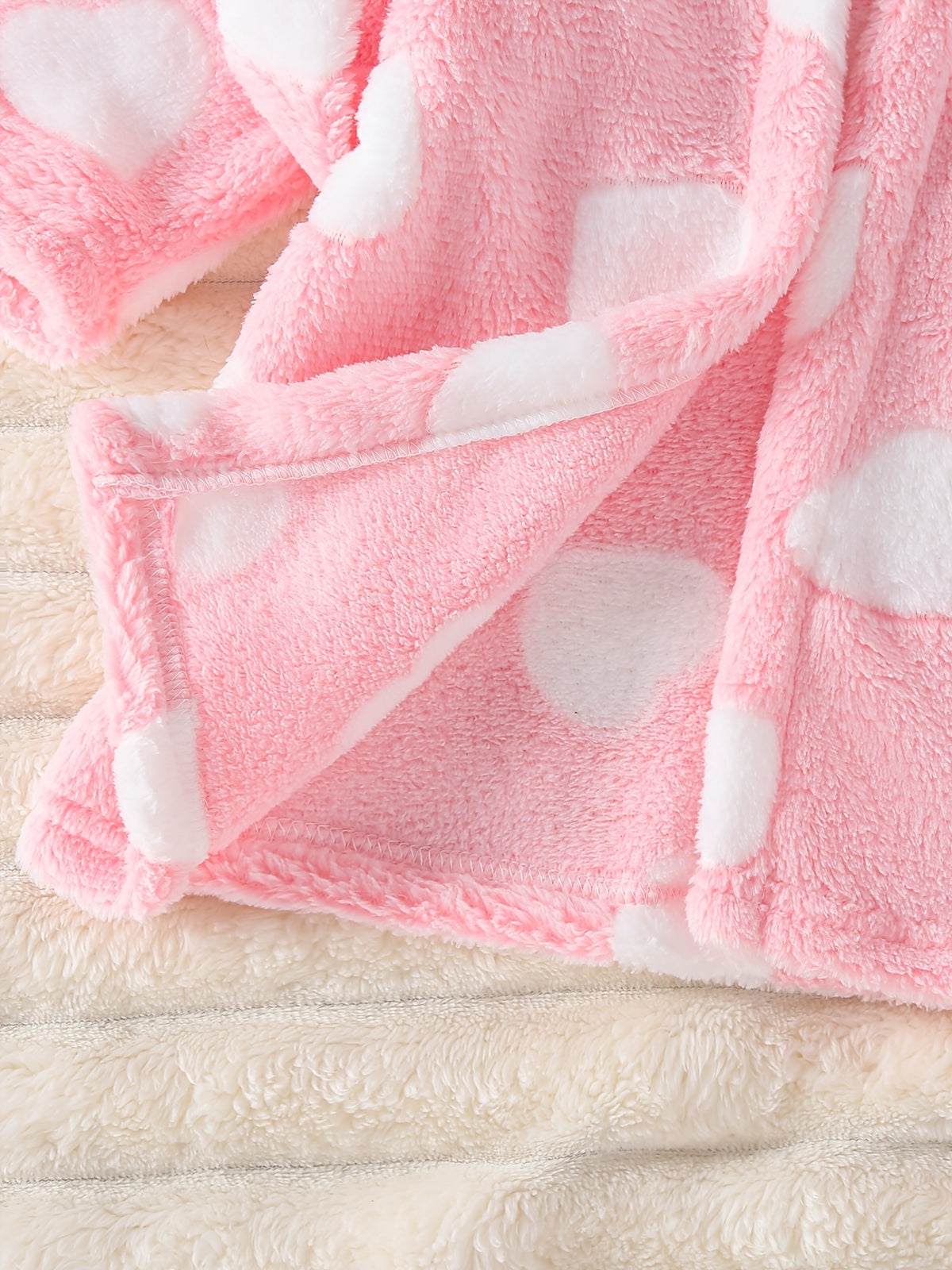 Newborn pink long hooded fluffy fleece dressing gown