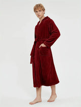 Peignoir Polaire Confortable avec Capuche — coloris rouge