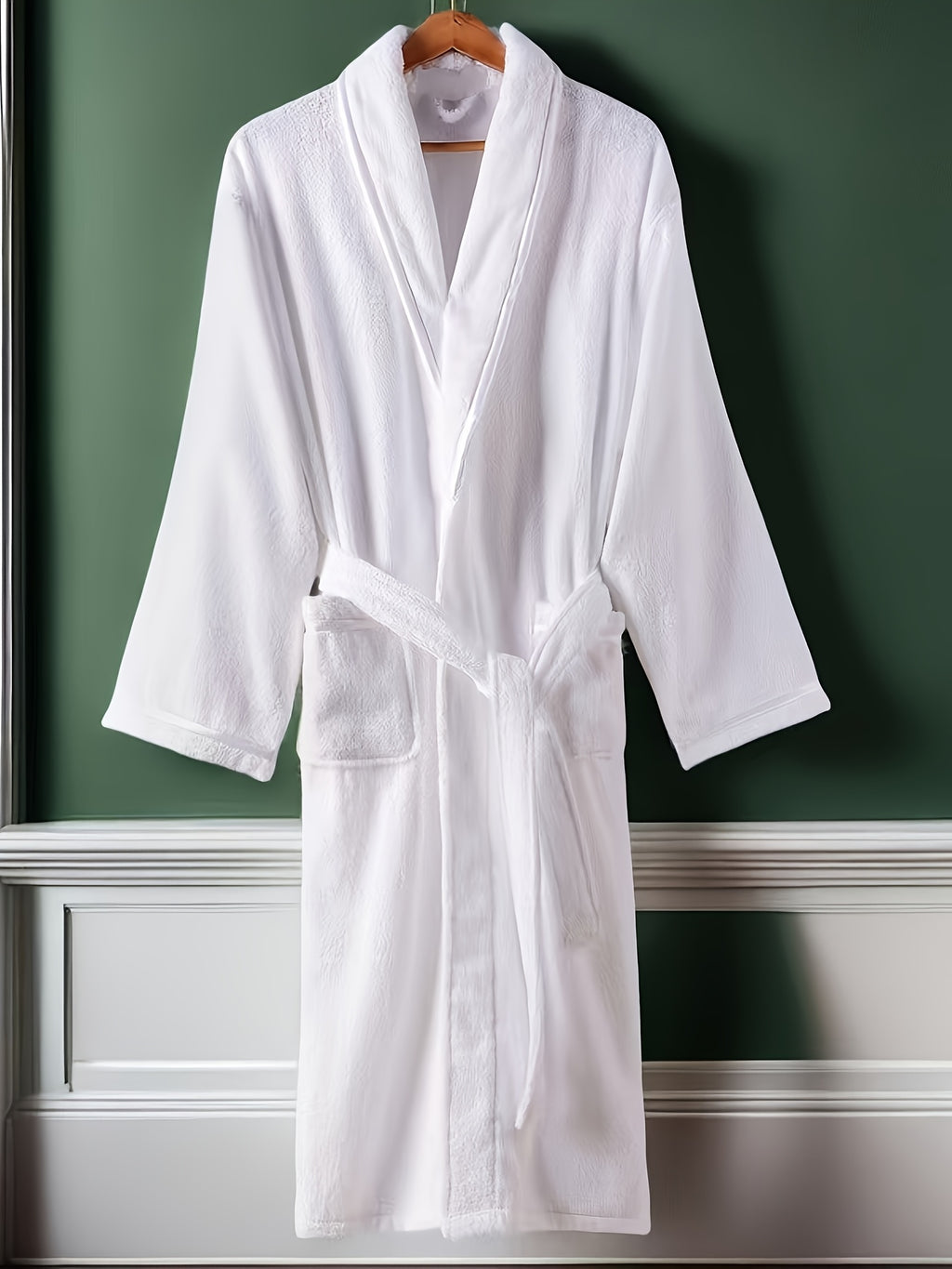 Unisex blue terry towelling bathrobe