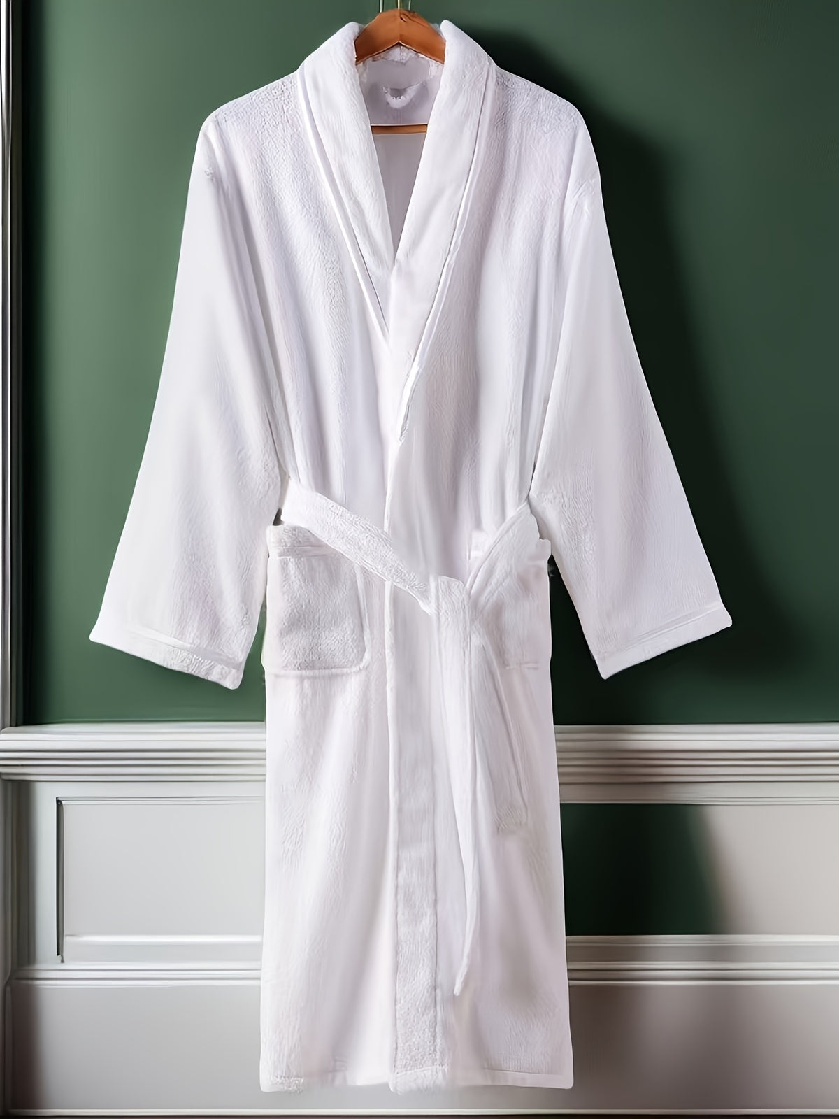 Unisex blue terry towelling bathrobe