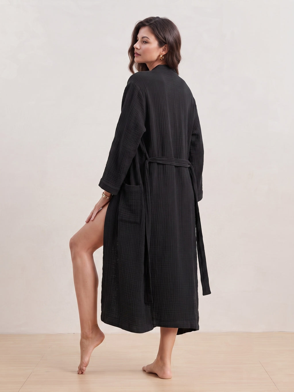 Women's white waffle lightweight dressing gown