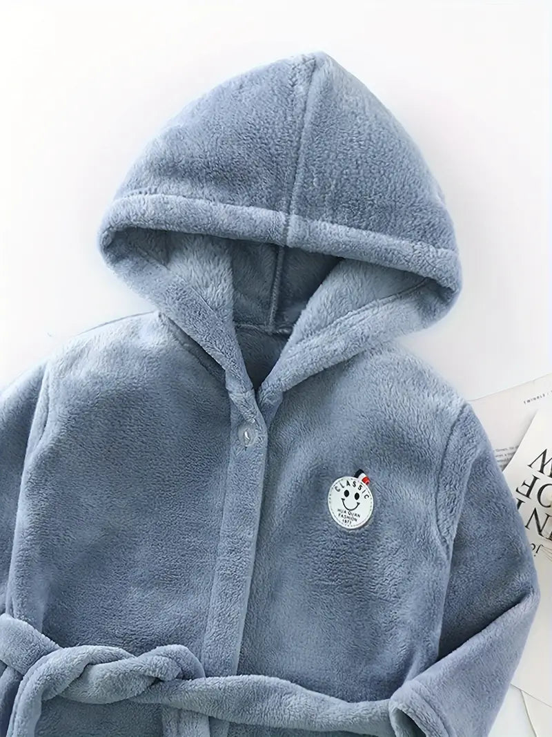 Peignoir de Bain Enfant Chaud Couleur Unie — coloris bleu