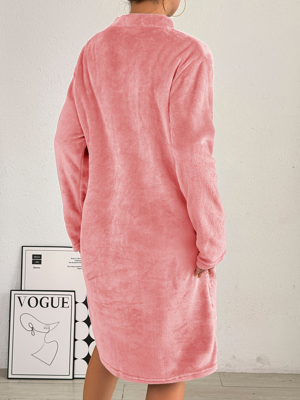 Women's thick flannel zip-up dressing gown