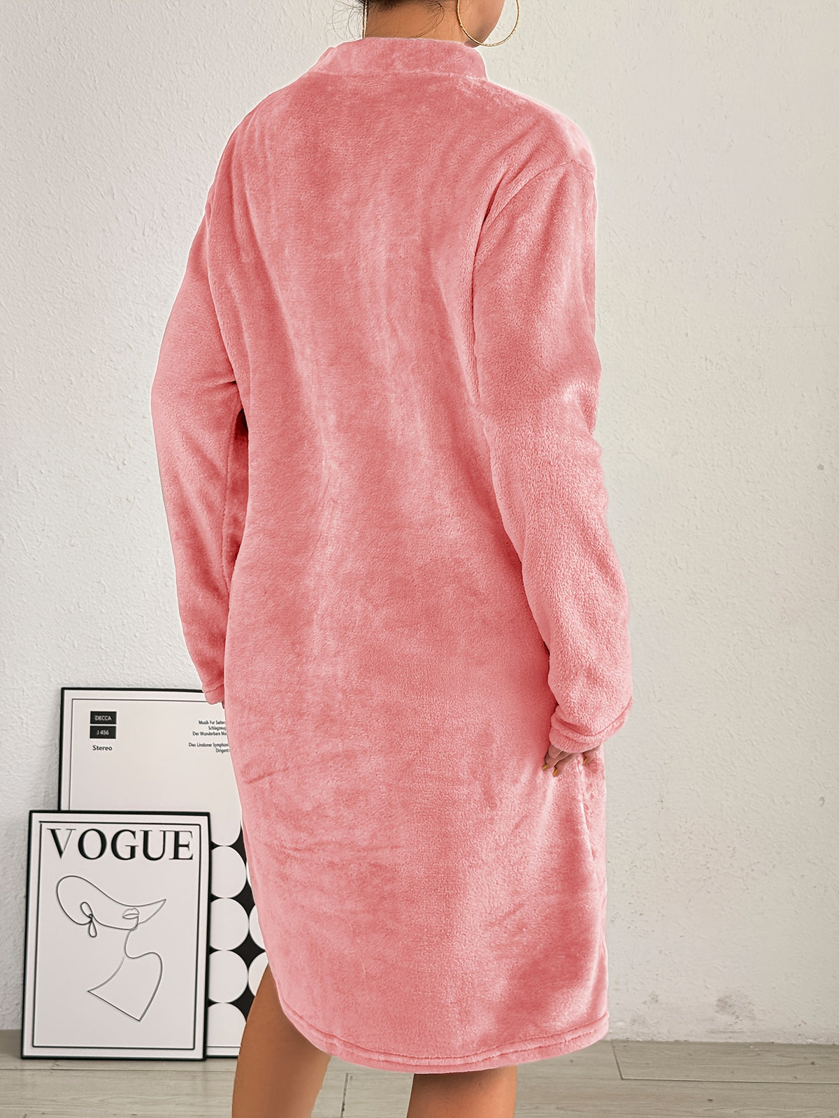 Women's thick flannel zip-up dressing gown