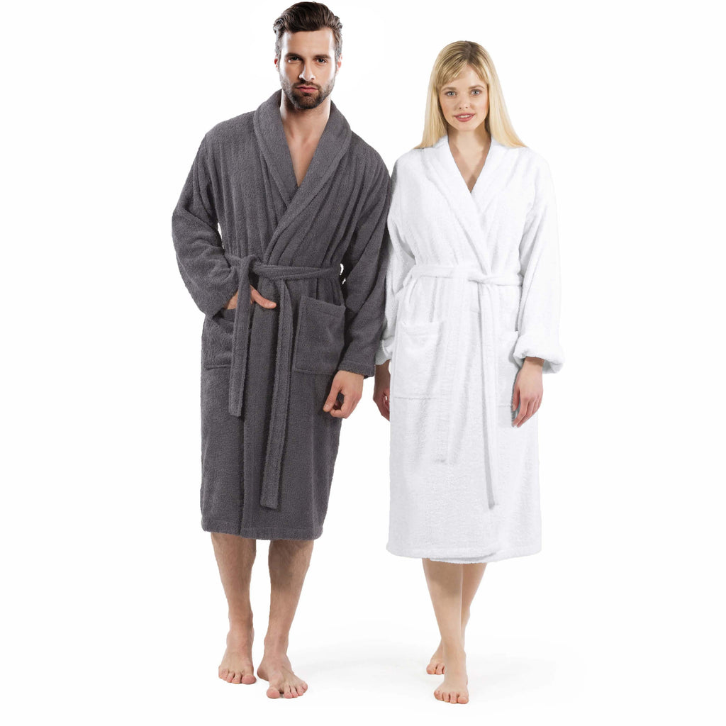 Unisex long terry towelling bathrobe