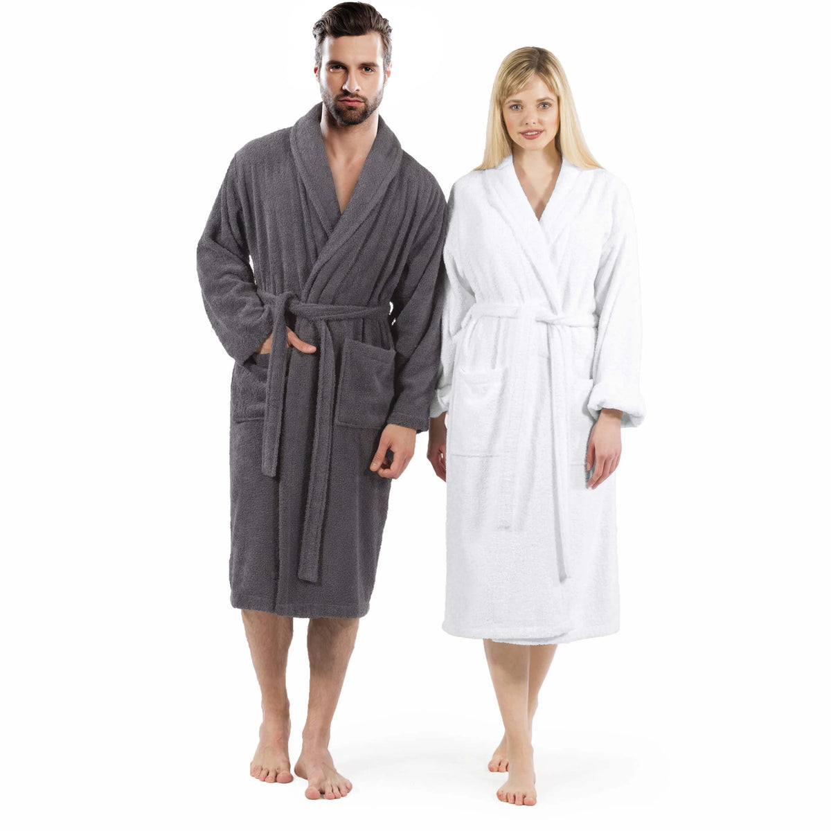 Unisex long terry towelling bathrobe