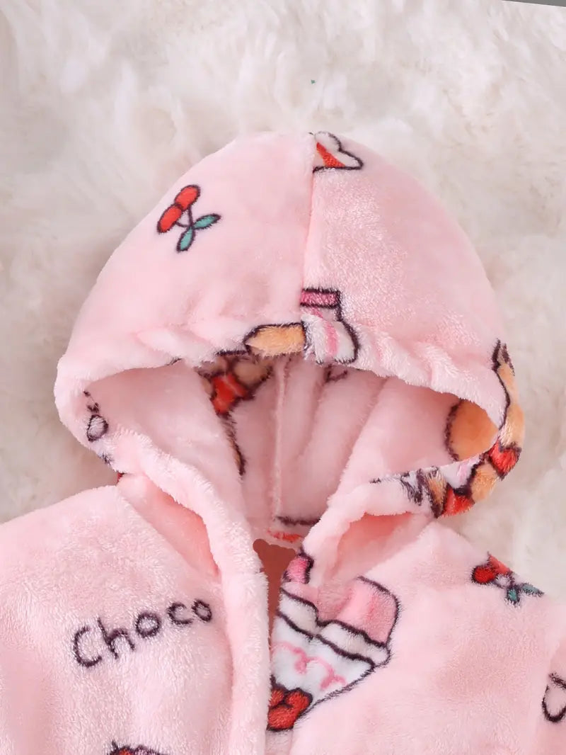 Peignoir de Bain Enfant Rose avec Motif du Gâteau — photo 3