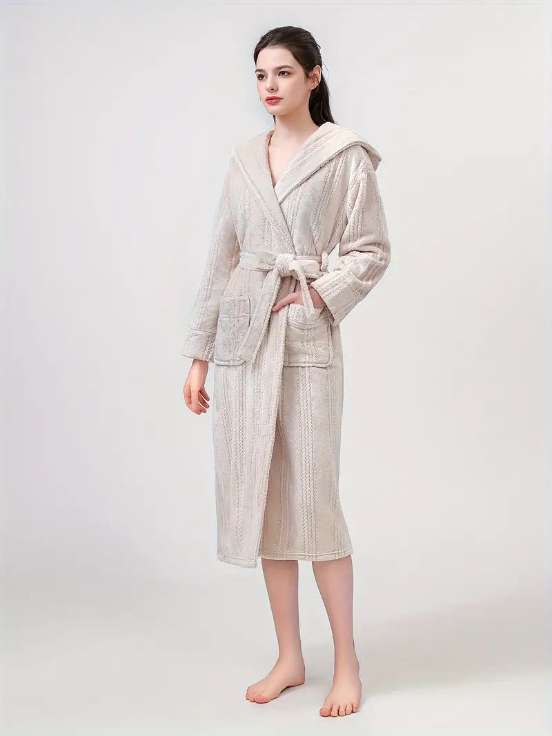 Petite hooded fleece bathrobe