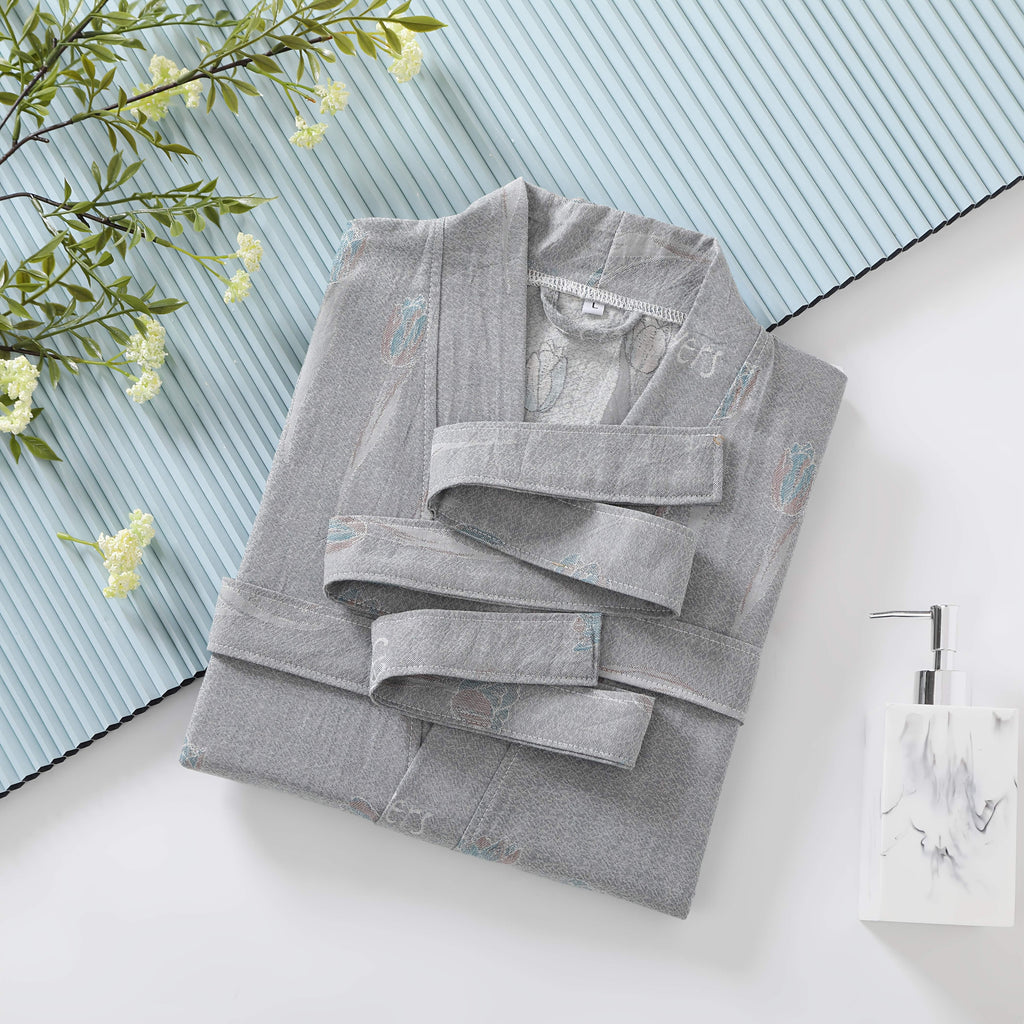Women's jacquard bathrobe