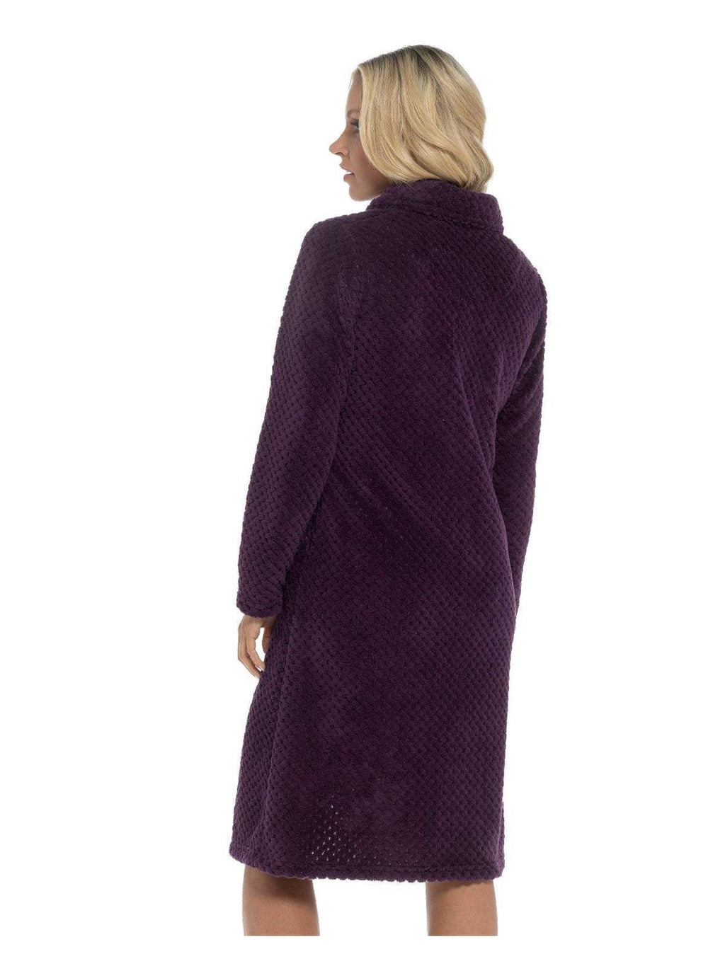 Women's waffle fleece zip-up dressing gown