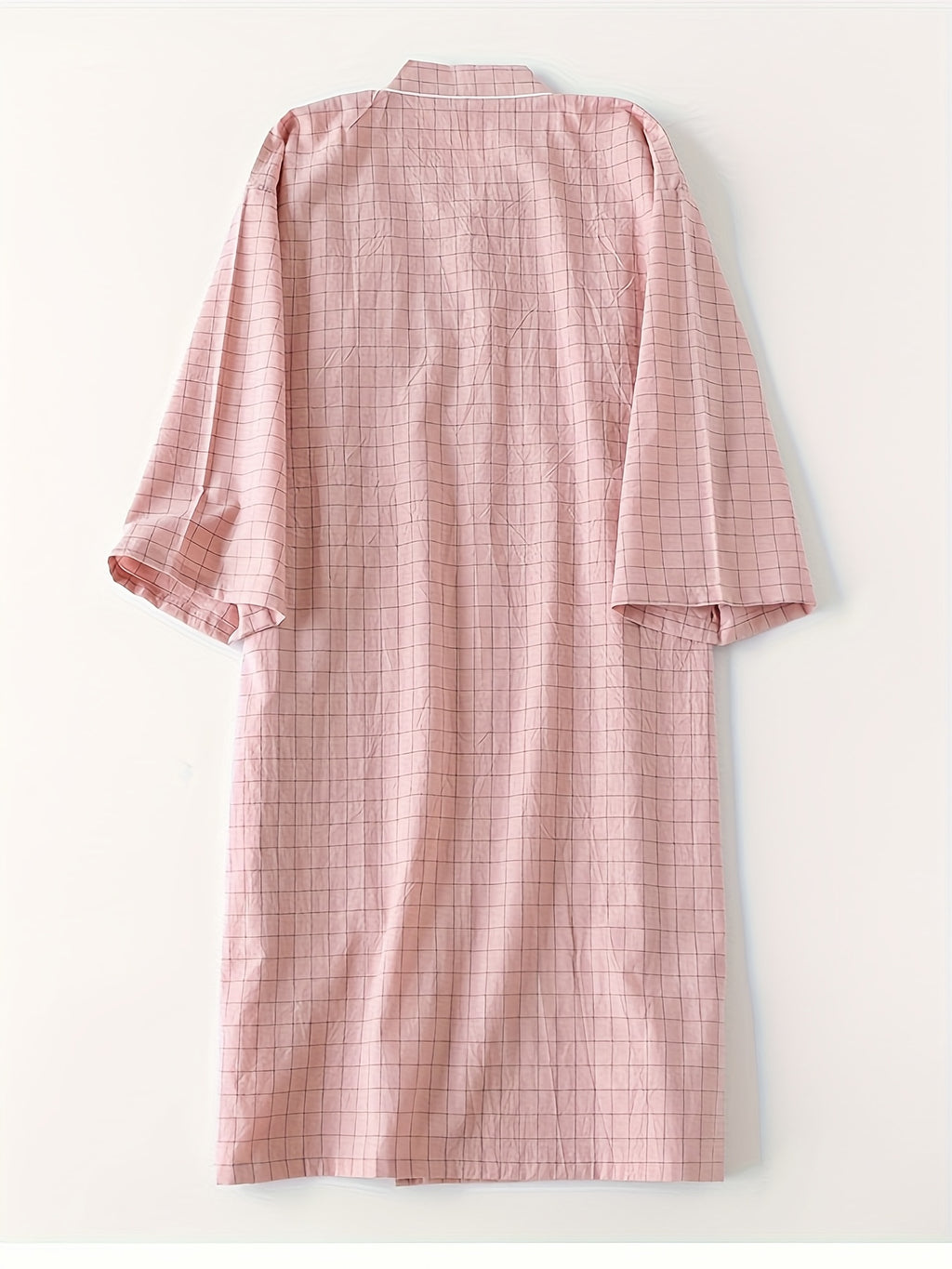 Women's pink checked kimono dressing gown